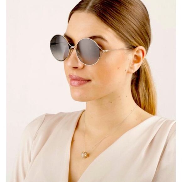 Gucci Round Sunglasses Round Pearl Tip Gold Metal Frame GG0253S - Picture 2 of 15